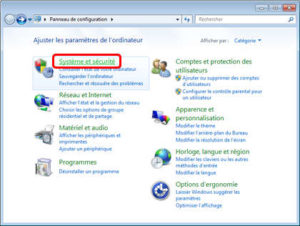 Capture d'écran des paramètres de windows 7