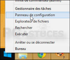 Capture d'écran menu windows 8