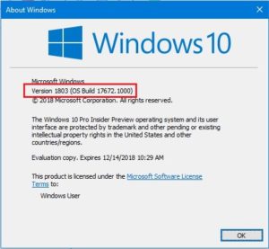 Capture d'écran de la commande winver sous windows 10